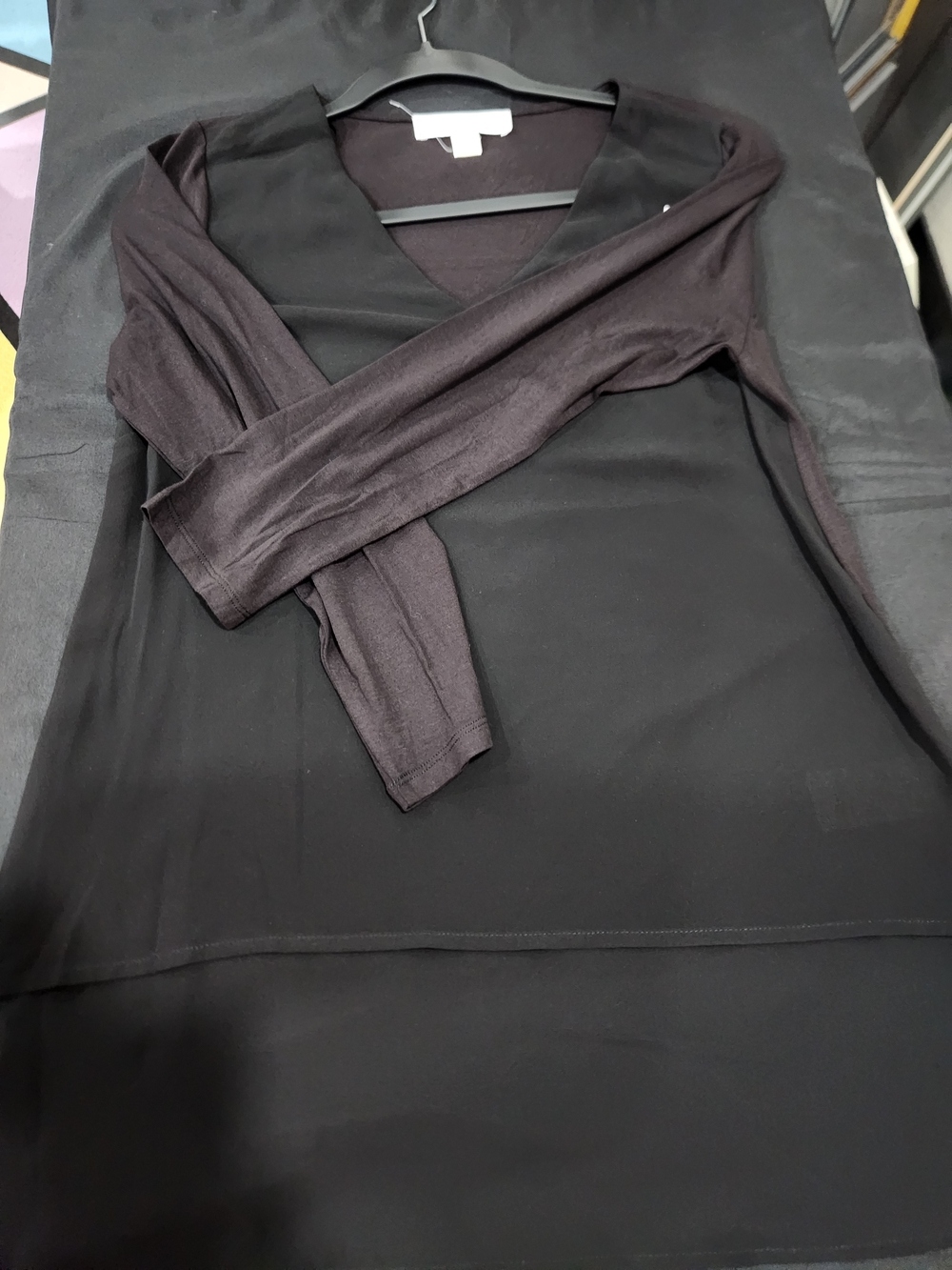 Michael Kors Black Long-Sleeve V-Neck Dress
